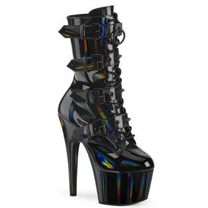 Pleaser Black Ankle Boots with Buckles